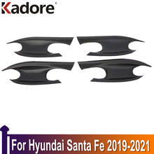 Manija de puerta de fibra de carbono ABS para Hyundai Santa Fe 2019 2020 2021, cubierta de taza, embellecedor, tapa superpuesta, accesorios de guarnición 2024 - compra barato