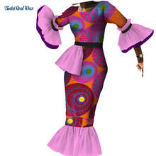 African Dresses for Women Bazin Riche Print Evening Long Dresses Dashiki African Clothing Draped Ruffles Sleeve Dresses WY3881 2024 - buy cheap