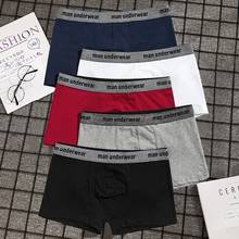 4 pçs roupa interior dos homens de algodão boxers calcinha confortável dos homens sexy cuecas sólido troncos marca shorts boxer mais tamanho 2024 - compre barato