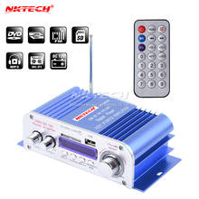 Nktech-amplificador de potência digital para carro, 2 canais, 20w, hifi, estéreo, baixo, led, modo de som, música, usb, mp3, dvd, sd, mmc, fm 2024 - compre barato