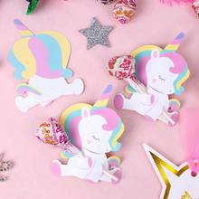 unicorn Kids Birthday Card DIY Gift Decorations Paper Cards Cute reward and Message Card Lollipop Cards  50pcs/Lot 2024 - buy cheap