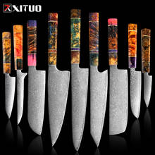 XITUO Damascus Kitchen Knife Set Chef Nakiri Knife 67 Layers Japanese Damascus Steel Chef Knife Razor Sharp Blade Colorful Wood 2024 - buy cheap
