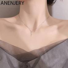 ANENJERY Silver Color Geometric Zircon Strip Charm Necklace For Women Clavicle Chain Necklace Jewelry Dropshipping S-N528 2024 - buy cheap