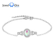 JewelOra Silver Color Rainbow Oval Moonstone Charm Bracelets & Bangles Women Chain Bracelets Wedding Jewelry Accessories 2024 - buy cheap