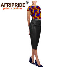 2022 African Clothing for Women Short Sleeve Print Top Knee Length Faux Leather Skirt Set Ankara Attire Dashiki Outfits A1826028 2024 - buy cheap