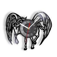 Pegasus Wall Clock Vintage Wall Art Fantasy Animal Horse Vinyl Record Clock Horse With Angel Wings Decorative Horse Clock 2024 - buy cheap