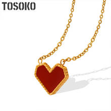 TOSOKO-collar con colgante de corazón de acero inoxidable para mujer, cadena de acrílico para clavícula, BSP436 2024 - compra barato