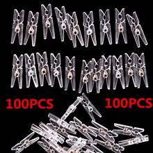 100pcs Hot Selling 25mm Mini Spring Clear Transparent Clips Clothes Photo Paper Peg Pin Clothespin Craft Clips Party Home Decor 2024 - buy cheap