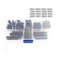 Adaptador de enchufes DIP IC, tipo de soldadura 6/8/14/16/18/20/24/28 Pines, juego de enchufes IC DIP, kit de surtido electrónico, asiento MCU, 66 unids/lote 2024 - compra barato