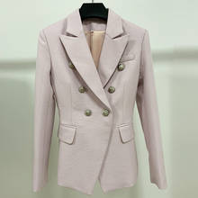 Alta qualidade mais recente moda 2022 designer blazer feminino duplo breasted metal leão botões grosso fino encaixe blazer jaqueta 2024 - compre barato