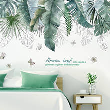 Tropical Tree Leaves Wall Stickers DIY Plant Wall Decals for Living Room Bedroom Kitchen Home Decoration 2024 - buy cheap
