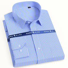 Men's Classic Long Sleeve Solid/striped Basic Dress Shirts Single Patch Pocket Formal Business Standard-fit Office Social Shirt 2024 - купить недорого