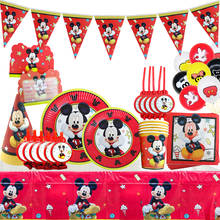 Tarjeta de invitación desechable para fiesta de cumpleaños, suministros de tarjetas de invitación de 14x11cm con dibujos animados de Disney, Mickey rojo, 10 unids/lote 2024 - compra barato