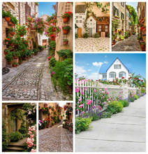 Laeacco Old Town Potted Flower Vine Alley Corridor House Scenic Photo Backgrounds Photography Backdrops For Photo Studio 2024 - buy cheap