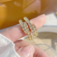2021 New Arrival 14K Gold Plated Snake Stud Earrings for Women Luxury Zircon Geometric Earrings 2024 - buy cheap