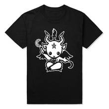 Мужская хлопковая футболка с принтом с изображением Сатанинского козла Baphomet, летняя футболка с короткими рукавами и мультяшным принтом 2024 - купить недорого