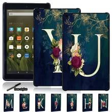 Tablet Hard Shell Case for Fire HD 10(5th/7th/9th)/Fire 7(5th/7th/9th)/Fire HD 8(6th/7th/8th) Slim Cover with Flowers 26 Letters 2024 - buy cheap