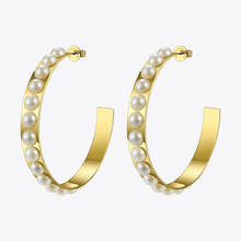 Enfashion Big Pearl Hoop Earrings For Women Stainless Steel Jewelry Circle Earring Hoops Round Earings Orecchini Cerchio 181061 2024 - buy cheap
