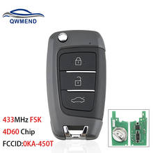 BHKEY-mando a distancia de 3 botones para coche, llave de coche FSK 4D60, Chip 2016 mhz, para Hyundai I30, 2017, 2018, 433, 0KA-450T 2024 - compra barato