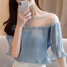 Blusas Mujer De Moda 2021 See Through Top Women Sexy Shirt Short Sleeve Summer Blouse Women Chiffon Blouse Shirt Tops Women D06 2024 - buy cheap