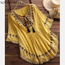 2022 Casual Cotton Blouse Women V Neck Butterfly Sleeve Tunic Tops Autumn Vintage Printed Patchwork Loose Shirts Female Blusas 2024 - buy cheap