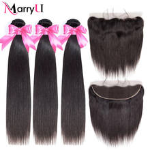 Human hair Straight Hair Bundles With Frontal 13*4 Lace Frontal With Bundles Brazilian Straight Human Hair Bundles With Frontal 2024 - buy cheap