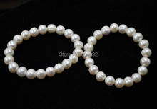 Pulseras elásticas de perlas cultivadas genuinas, venta al por mayor, 2 unidades, 9-10mm 2024 - compra barato