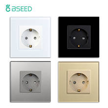 Bseed Europe Russia 16A Wall Power Socket White Black Grey Gold Crystal Glass Panel Plug Electrical Outlet For Home Improvemet 2024 - buy cheap