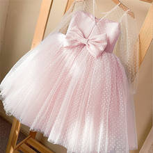 Girls Princess Dress Elegant Wedding Party Tutu Prom Gown Kids Evening Bridesmaid Tulle Polka Dot Clothes Children Dresses 2024 - купить недорого