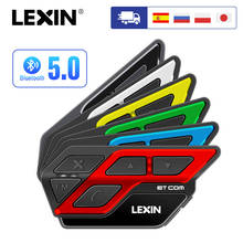LEXIN ET COM Helmet Intercom Motorcycle Bluetooth v5.0 with 6 DIY Color, Waterproof&FM Radio Headsets 2024 - buy cheap