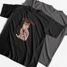 Мужская футболка COOLMIND из 100% хлопка с коротким рукавом и принтом анатомии кошки, Повседневная Свободная Мужская футболка, крутая футболка с круглым вырезом, мужские футболки, топы 2024 - купить недорого