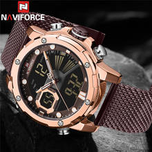 NAVIFORCE-reloj Digital de cuarzo para hombre, pulsera deportiva militar de acero inoxidable, de lujo, color café y oro, 9172 2024 - compra barato