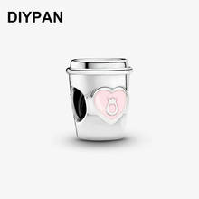 Fit Original Pandora Charms Bracelet Pink Heart Coffee Cup Charm Bead Fashion Jewelry Women DIY Berloque 2024 - buy cheap