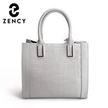 Zency Crocodile Alligator Pattern Fashion Women Tote Bag 100% Genuine Leather Office Lady Handbag Shoulder Messenger Bags Black 2024 - buy cheap