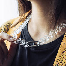 Gargantilha com fechadura acrílica, corrente transparente, colar para mulheres, homens, hip hop, cubana, punk simples, joia da moda 2024 - compre barato