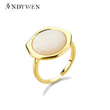 ANDYWEN 925 Sterling Silver White Gemstone Big Large Resizable Rings 2020 Gold Large Adjustable Circle Ring Luxury Jewelry 2024 - buy cheap