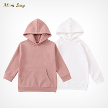 Mom Susy Fashion Baby Boy Girl Hoodie Cotton Long Pink White Infant Toddler Kids Pullover Top Solid Hooded Clothes 1-6Y 2024 - buy cheap