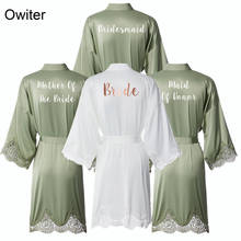 Owiter 2020 New Matt Satin Lace Robe with Trim Gown Bridesmaid Robes Kimono Bride Robe Bridal Wedding Bridal Robes Green 2024 - buy cheap