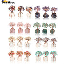 Sunligoo Crystals Money Tree Tumbled Stones Chakra Amethyst Rose Quartz Gemstone Feng Shui Wealth Trees For Home Decor Ornament 2024 - buy cheap