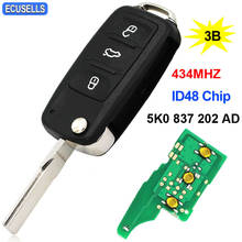 3 Button Folding Remote Key Flip Car Key 434MHz 5K0 837 202 AD CAN / ID48 Chip For VW Passat Tiguan Polo Beetle Golf Jetta Caddy 2024 - buy cheap