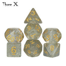 DND RPG Polyhedral Dice Set for Role Playing Game Silver Glitter 7-Die Group 10 Colors 2024 - buy cheap
