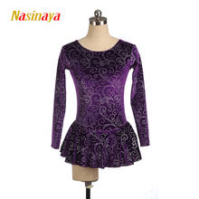 Nasinaya-vestido de patinaje artístico, falda de patinaje sobre hielo de competición para niña, mujer, niños, gimnasia, rendimiento, patrón plateado 2024 - compra barato