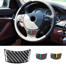 Car Styling 3D Real Carbon Fiber Steering Wheel Sticker M Stripe Trim For BMW 5 Series E60 2004 - 2009 2010 520li 523li 525li 2024 - buy cheap