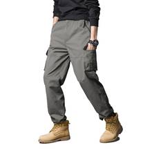 Брюки-карго мужские в стиле милитари, тактические Длинные свободные рабочие мешковатые штаны с множеством карманов на молнии, в повседневном стиле, большие размеры 2024 - купить недорого