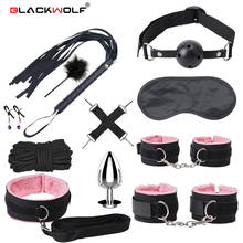 11pcs Sexy Bdsm Kits Slave Bed Bondage Set Handcuffs Collar Whip Gags Rope Metal Anal Plug Sex Toys for Women Couples Adult Game 2024 - buy cheap