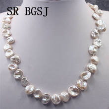 Free Shipping 12-14mm Reborn Baroque Edsion White Cultured Pearl Knot  Lady Jewelry Necklace 19" 2024 - compra barato