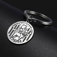 COOLTIME Stainless Steel Round Pendant Wolf Sun Mountain Moon Key Chain Fashion Birthday Keychain Gifts for Women Men Wholesale 2024 - buy cheap