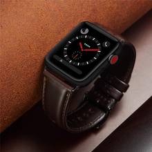 Correa de cuero genuino para Apple watch, banda de 45mm/41mm 44mm 40mm 42mm 38mm, pulsera de reloj iwatch series 5 4 3 se 6 7 2024 - compra barato