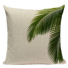 Tropical Plants Palm Tree Printed Decorative Throw Pillow Cotton Linen Cushion Cover Case Green Leaf Leaves Cushion Case 2024 - buy cheap