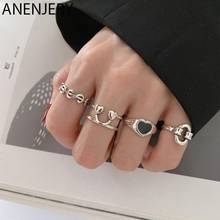 ANENJERY Silver Color New Heart-Shaped Love Peach Dollar Smiling Ring for Women Men Thai Silver Color Ring Trendy Gifts S-R943 2024 - buy cheap